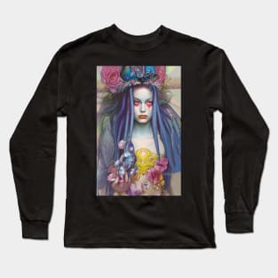 Blue Haired Voodoo Goddess Hippie Girl Long Sleeve T-Shirt